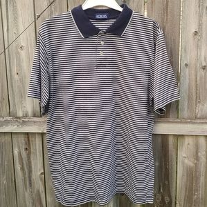 Stripe Polo Shirt in Navy Blue and Gray